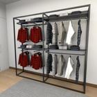 Closet araras, guarda roupas aberto industrial com 18 peças preto fdprp92