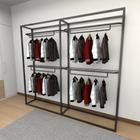 Closet araras, guarda roupas aberto industrial com 6 peças preto fdprp18