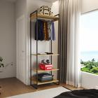 Closet Modulado Estilo Industrial Solteiro Loft Canela Cabideiro Ferro Preto - Up Home