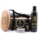 Clube da Barba - Kit de Limpeza de Cuidados de Barba - Estilo, Hidratação e Crescer uma Barba Mais Saudável - Shampoo de Barba, Cedro Barba Bálsamo e Óleo de Barba, Lâmina de Borda Reta, Escova de Barba de Cerdas de Javali - Kit de Presente de Natal