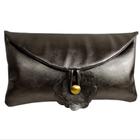 Clutch Envelope Couro Chumbo Maria Flor 100% Couro