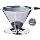 Coador de Café Inox Filtro Reutilizavel Malha Inox Fina com Alça Silicone N102