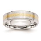 Cobalto 14k Gold Inlay Cetim e Banda Polida de 6mm