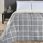 Coberdrom Cobertor Brooklyn Queen Sherpa Manta Flannel Quadriculado - Cinza