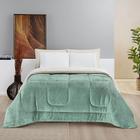 Coberdrom Diamond Casal Queen Sherpa Com Manta Flannel 01 Peça - Verde Alecrim