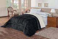 Coberdrom Edredom Pele De Carneiro Cama Queen Sherpa - Preto