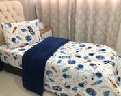 Coberdrom Infantil Estampado/Liso Dupla Face Manta Soft 180g/m² e Malha 100% Algodão Solteiro