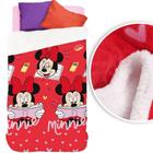 Coberdrom Infantil Fleece Dupla Face Minnie Disney - Cobertor Edredom - Textura Lã Carneiro - Lepper