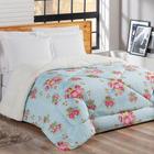 Coberdrom Scarpa Queen Sherpa Floral ul Celeste - Casa Scarpa