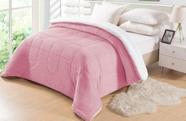 Coberdrom sherpa com mantinha canelada plush soft casal queen rose