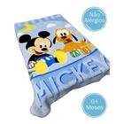 Cobertor Antialérgico- Raschel -Disney - Mickey & Pluto Feliz -Azul- Licenciado