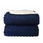 Cobertor Bebê Com Sherpa Dots Azul Navy