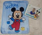 Cobertor Bebê Disney Mickey Passinho - Raschel Antialérgico - Enxoval Jolitex- Azul