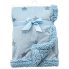 Cobertor Bebê Dupla Face Macio Estrelinha Quente Antialérgico Manta Sherpa Azul - Buba