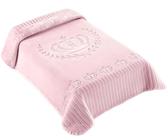 Cobertor Bebê Exclusive Relevo Coroa Unique Rosa Colibri