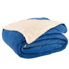 Cobertor Casal Queen Canadá 1 Peça Manta Sherpa Azul Royal