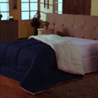 Cobertor Casal Queen Dupla Face 2 em 1 com Sherpa/Edredom Azul Marinho Casen