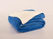 Cobertor Casal Queen Mantinha Soft plush Com Sherpa Azul Royal