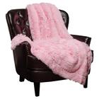 Cobertor Chanasya Premium Wolf Faux Long Fur rosa 50x165cm