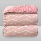 Cobertor Com Sherpa Dots Chevron Rosa Dupla Face Laço Bebê