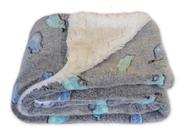 Cobertor de Bebê Dupla Face Manta Soft Carrinho Azul e Sherpa Palha - CottonThings