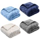 Cobertor de bebê VitalCozy Fleece, 4 peças, 3D, fofo, 30 x 40 cm, conjunto azul