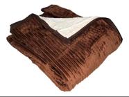 Cobertor dupla face sherpa + manta canelada plush marrom