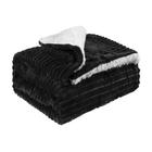 Cobertor dupla face sherpa + manta canelada plush preto