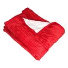 Cobertor dupla face sherpa + manta canelada plush vermelha