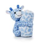 Cobertor e bichinho de pelúcia girafinha azul