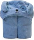 Cobertor Infantil Manta Microfibra Mami Bichuus Com Capuz Bordado 1,10M X 85Cm - Cachorrinho Azul