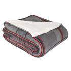 Cobertor King Size Dupla Face com Sherpa Soft Vancouver Jolitex Ternille - Cinza Xadrez