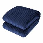 Cobertor Manta Canelado Microfibra Queen Azul Marinho Soft