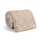 Cobertor Manta Casal Padrão Canelado Fleece Soft Macio 1,80m x 2,00m - Bege