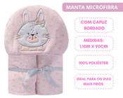 Cobertor/manta de bebê infantil c/ capuz bordado bichinhos