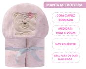 Cobertor/manta de bebê infantil c/ capuz bordado bichinhos