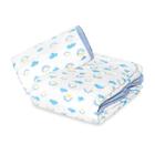 Cobertor Manta Dupla Face Bebê Hipoalergênico de Fralda Soft Premium Arco-Íris Azul - Teciclean Baby