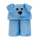 Cobertor Manta Infantil C/ Capuz Orelhinha Cachorro Azul