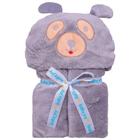 Cobertor Manta Microfibra Bebe C/ Capuz Bichinhos Baby Joy Modelo:Cachorro Cinza
