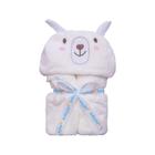 Cobertor Manta Microfibra Bebe C/ Capuz Bichinhos Baby Joy Modelo: Lhama Branca