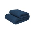Cobertor Manta Microfibra Liso Solteiro Soft 150x220cm Marinho