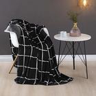 Cobertor Manta Minimalista Casal Queen Manta Flannel Quadrados Inverno 01 Peça - Preto