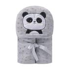 Cobertor microfibra de bebê capuz panda cinza