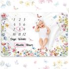 Cobertor Monthly Milestone Nuanchu Wildflower Baby 100x150cm