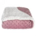 Cobertor Para Bebe Sherpa Dots Rosa Laço Bebe