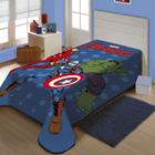 Cobertor Raschel Plus Marvel Avengers em Ação 150Cm x 200Cm Az/Cd - Jolitex Ternille