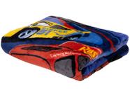 Cobertor Solteiro Jolitex de Microfibra Raschel Plus Cars Racing Hero Azul