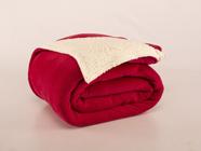 Cobertor Solteiro Mantinha Soft plush Com Sherpa Cereja