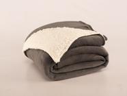 Cobertor Solteiro Mantinha Soft plush Com Sherpa Cinza Chumbo