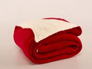 Cobertor Solteiro Mantinha Soft plush Com Sherpa Vermelho